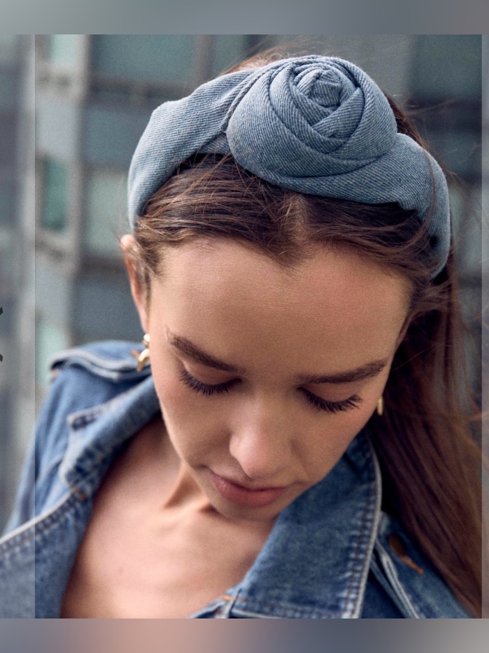 Lele Sadoughi rosette denim headband